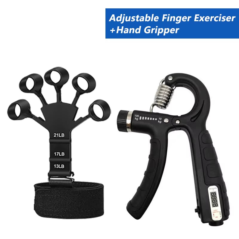 5-60Kg Adjustable Grip Strength Trainer with Finger Exerciser Hand Grip Strengthener for Muscle Building and Injury Recover